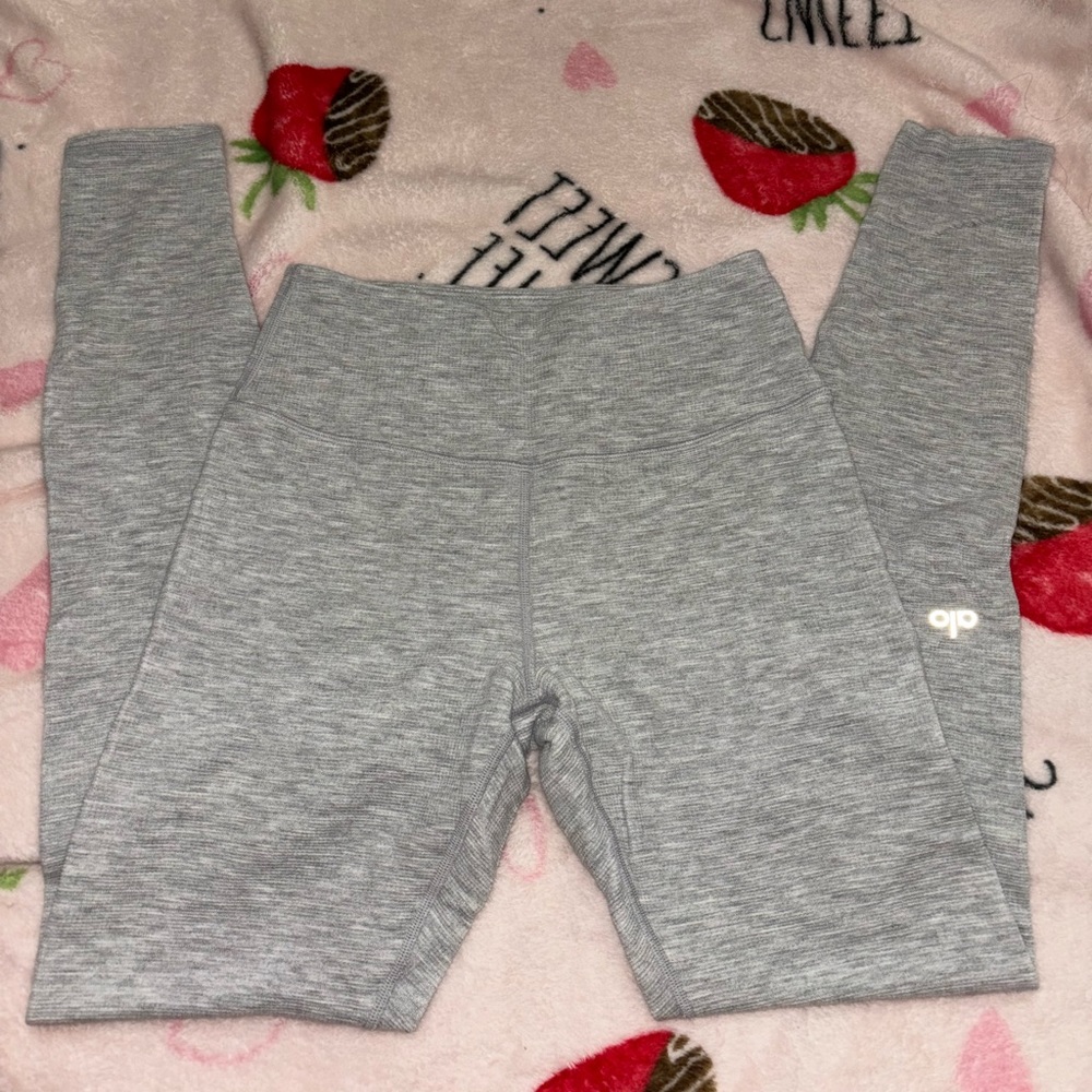 Alo yoga waffle grey knit leggings